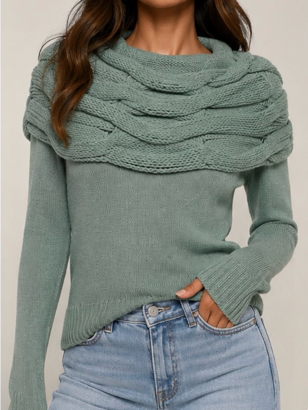 Kial Powder Blue Cowl Shrug Sweater – Size Medium